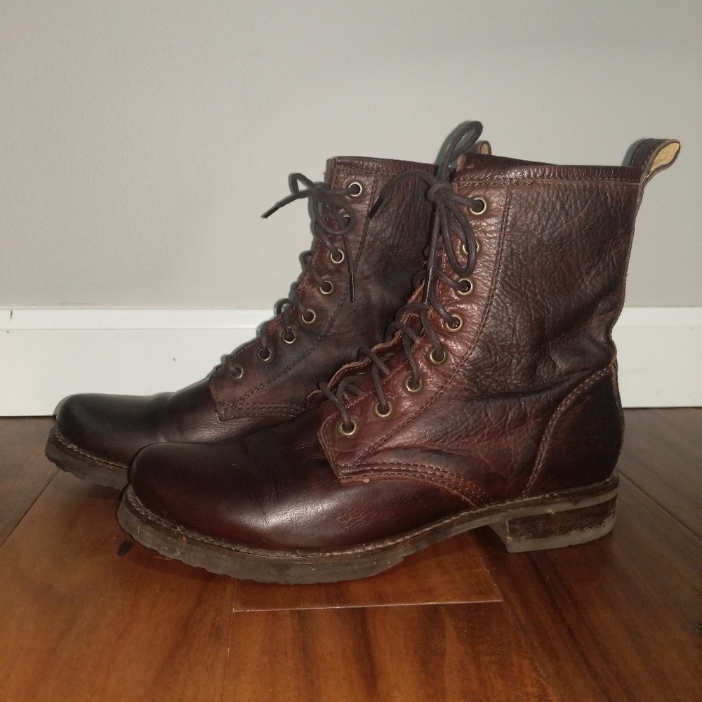 Frye Veronica lace up leather combat boots